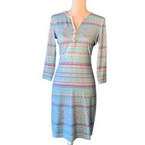J.McLaughlin XS henley, 3/4 sleeve stripped dress